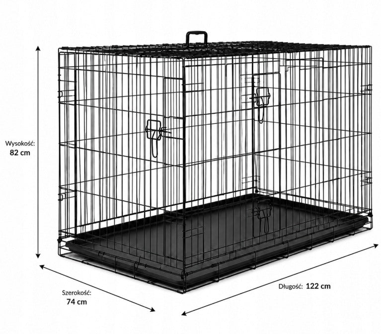 DOG AND CAT CAGE 122x74x82CM FOLDING PLAYPEN TRANSPORTER WITH 2 DOORS Brand Lucaro