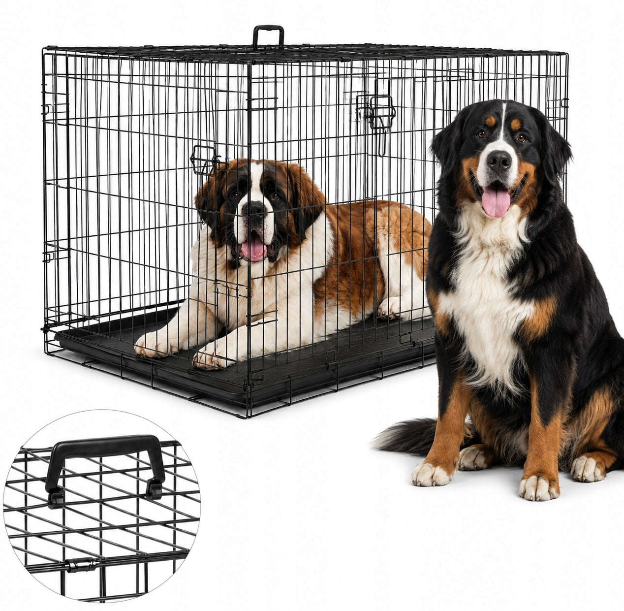 DOG AND CAT CAGE 122x74x82CM FOLDING PLAYPEN TRANSPORTER WITH 2 DOORS