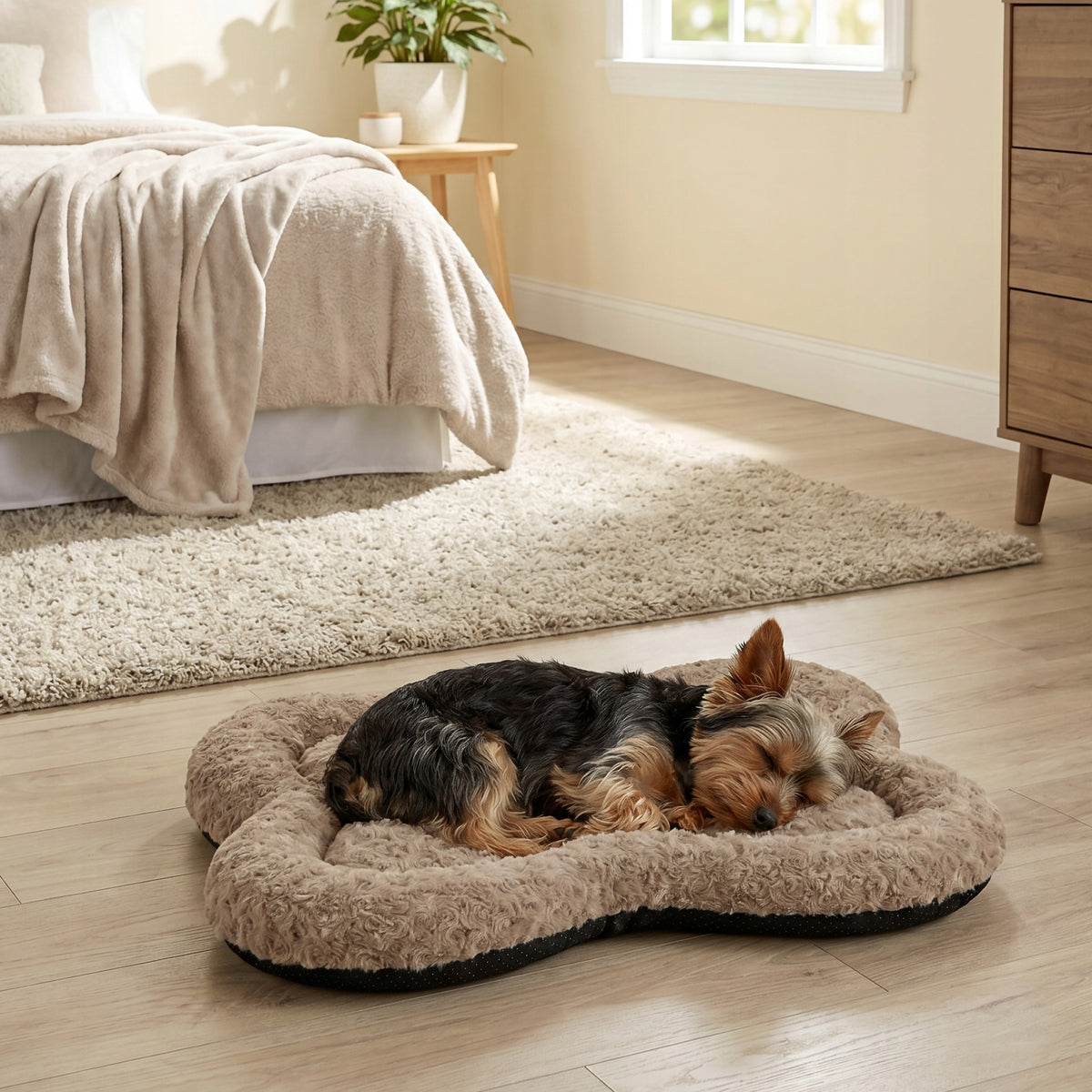DOG BED 80x50 CM SOFT PLUSH NON-SLIP BONE BEIGE Manufacturer code LEGOWISKO 80x50 CM PLUSHY BED BEŻ - 39023