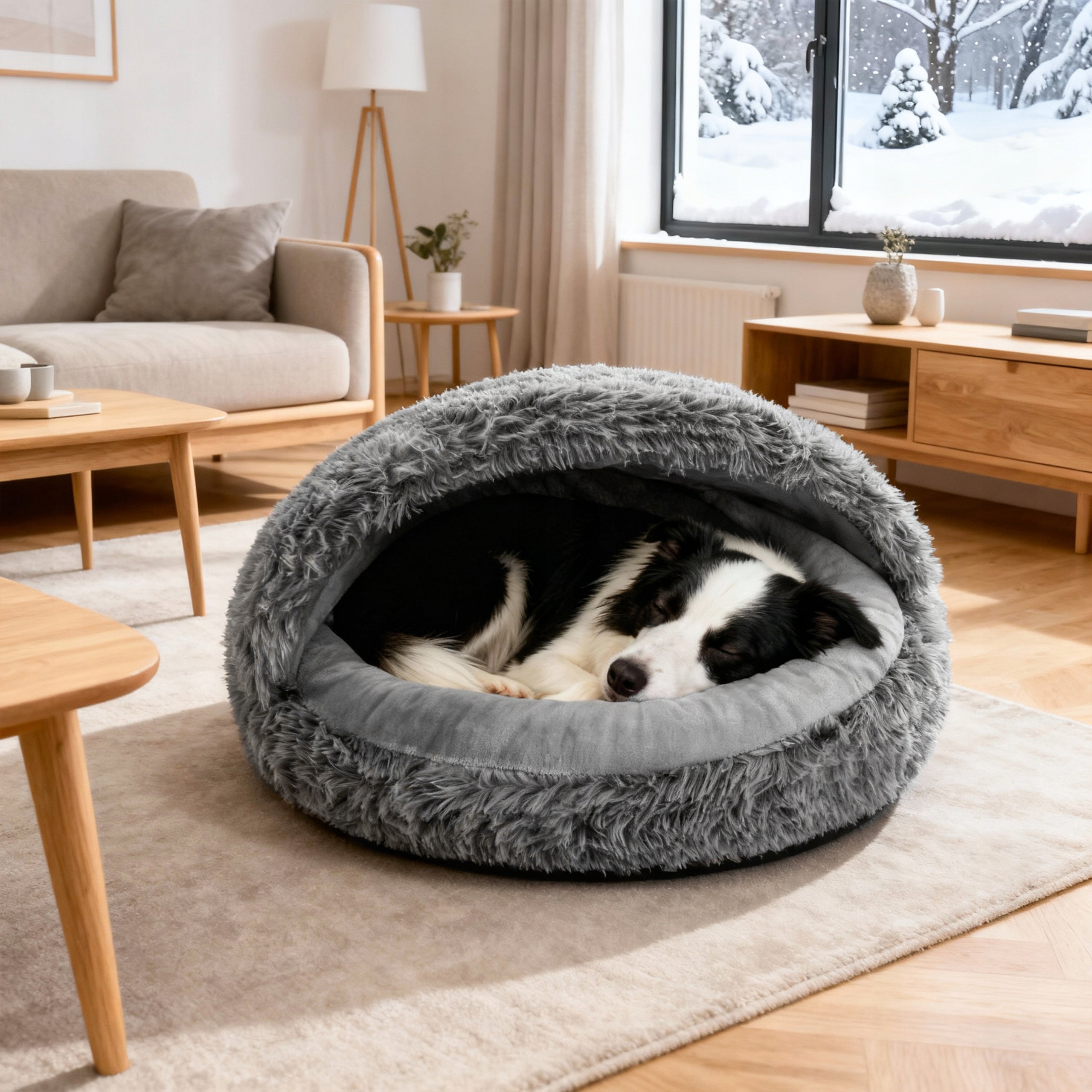 DOG BED ROUND 70 CM WITH SLEEPING BAG FUNCTION LARGE BED L Brand Dogguru