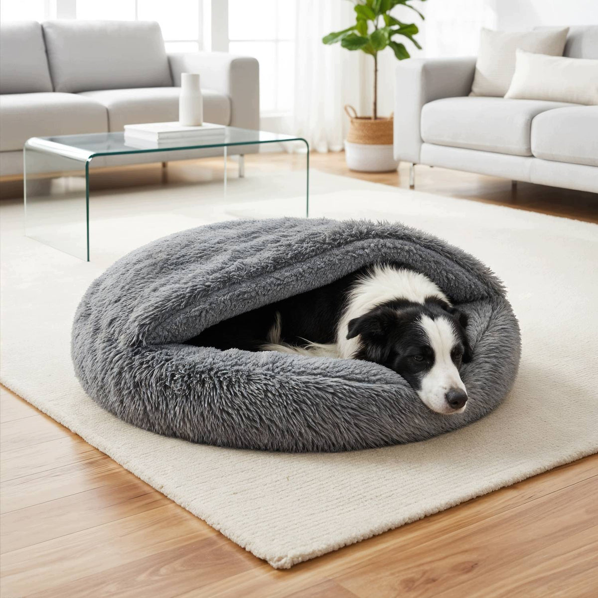 DOG BED ROUND 70 CM WITH SLEEPING BAG FUNCTION LARGE BED L Packaging status original
