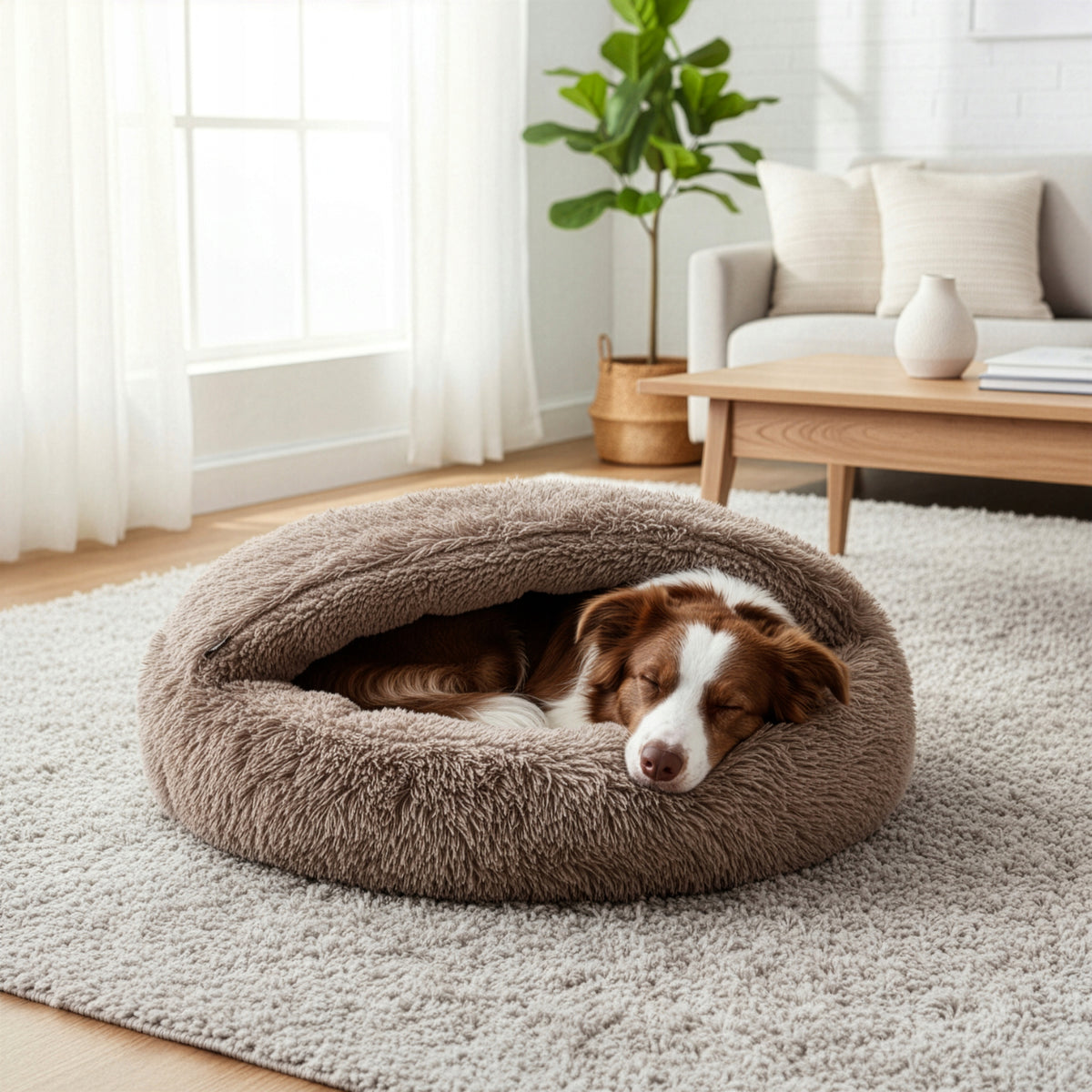 DOG BED ROUND 80 CM WITH SLEEPING BAG FUNCTION LARGE BED XL Packaging status original