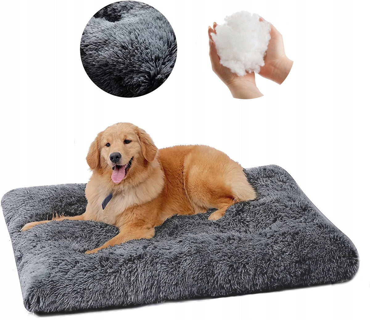 DOG BED SOFT HAIRY LARGE PLUSH SHAGGY BED 100x70 CM Brand Dogguru