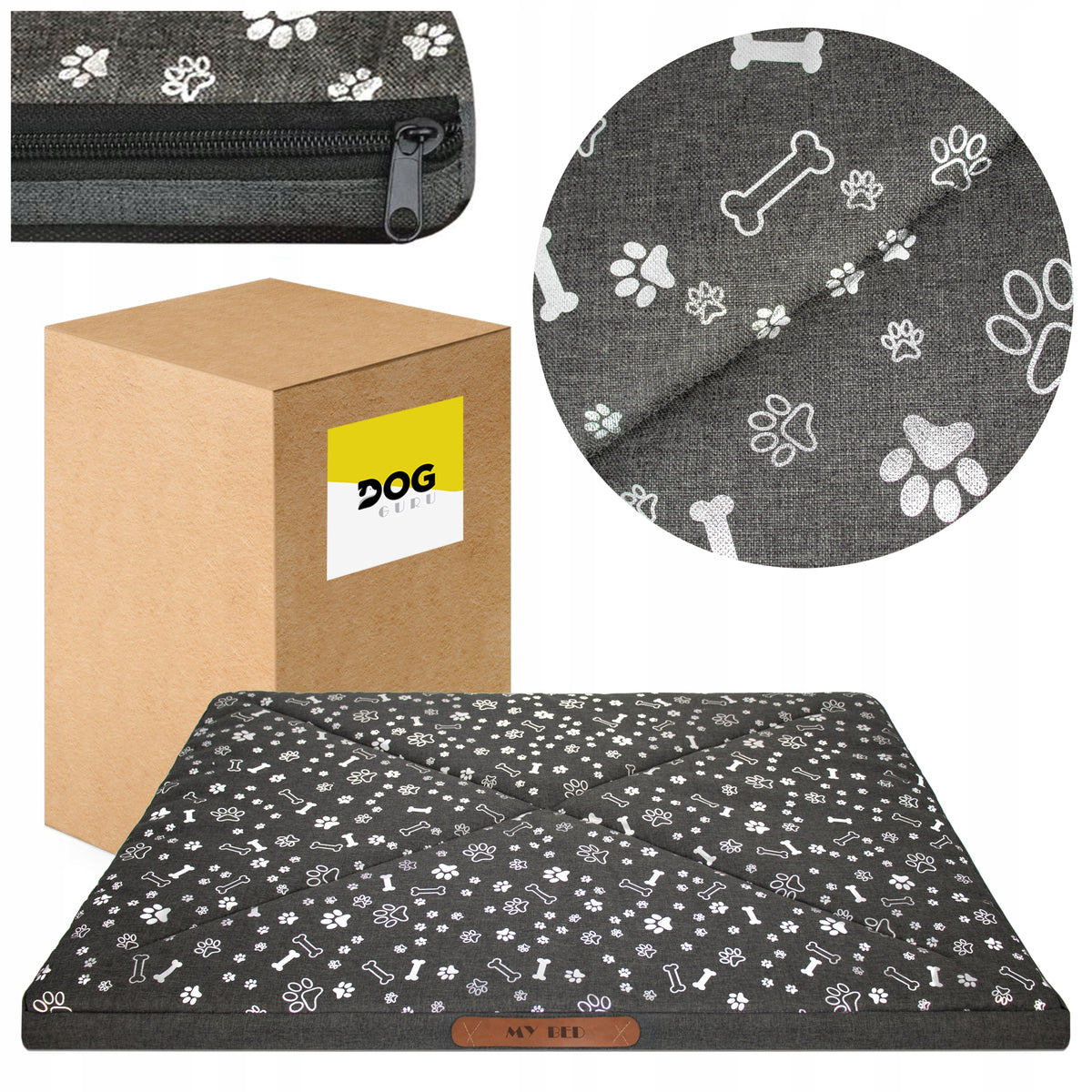 DOG BED WATERPROOF 100x70x5 cm LARGE MATTRESS XL WITH ZIPPER