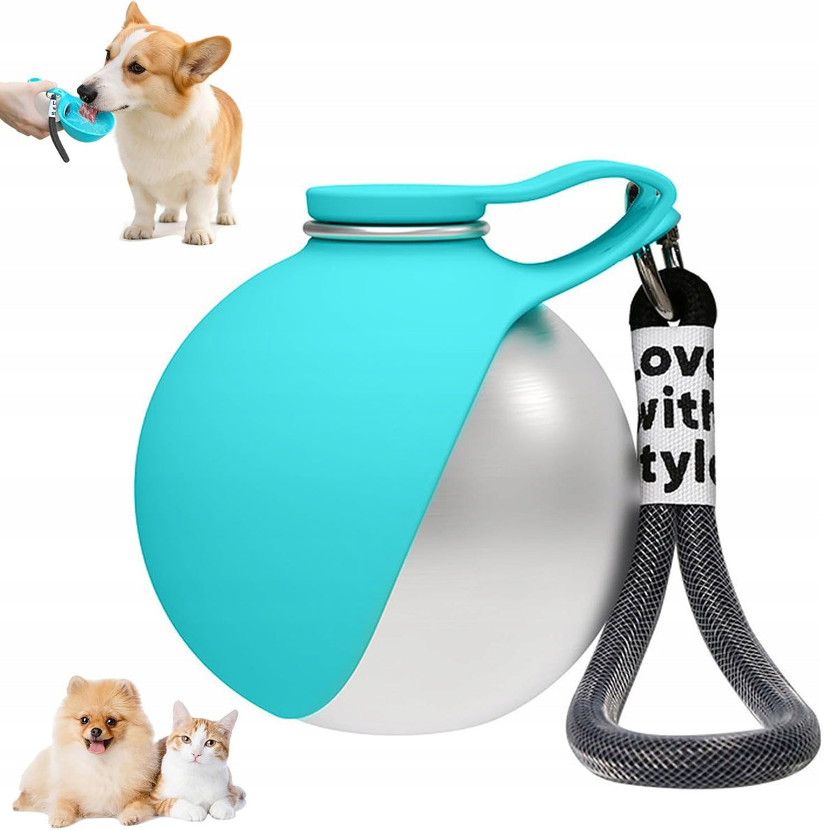 DOG BOTTLE TOURIST DRINKER BOWL WATER PORTABLE WALK WATER BOTTLE 285ML