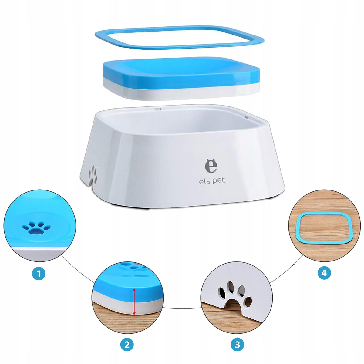 DOG BOWL 1,5 L ELS PET, NON-SPILL, PORTABLE, NON-SLIP EAN (GTIN) 5906516641032