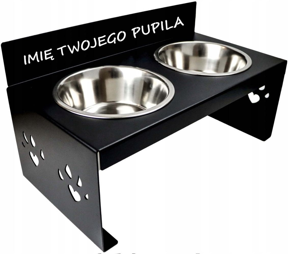DOG BOWL DOUBLE RACK METAL LARGE WITH NAME 2 x 1,8L MANUFACTURER