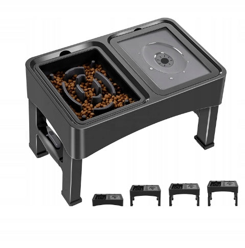 DOG BOWL DOUBLE SLOWING FOOD NON-SPILL ON STAND 2IN1 Brand Zaxer
