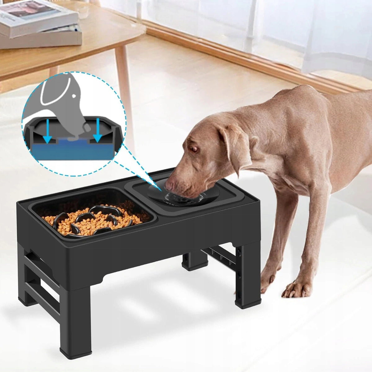 DOG BOWL ON STAND DOUBLE ADJUSTABLE FOR LARGE DOG AB Packaging status original