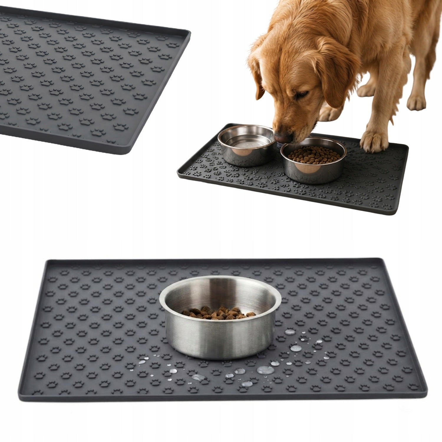 DOG BOWL PAD NON-SLIP SILICONE PROTECTIVE MAT 48x30cm