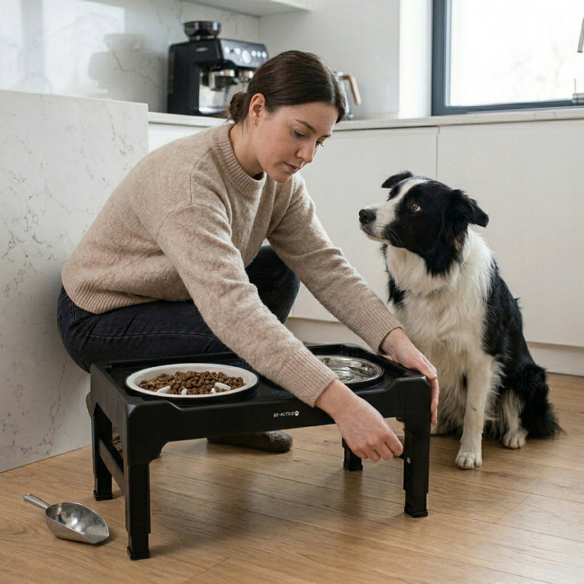DOG BOWL SLOWING FOOD DOUBLE BOWL ON STAND ADJUSTABLE Manufacturer code MZ-03 MISKA PODWÓJNA NA STOJAKU 3-POZIOMOWA