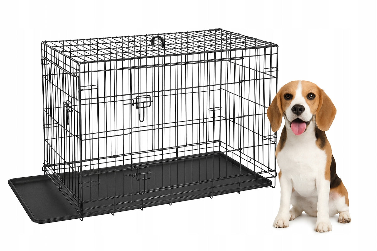 DOG CAGE ANIMAL METAL KENNEL PLAYPEN TRANSPORTER XL 91x60x66 cm
