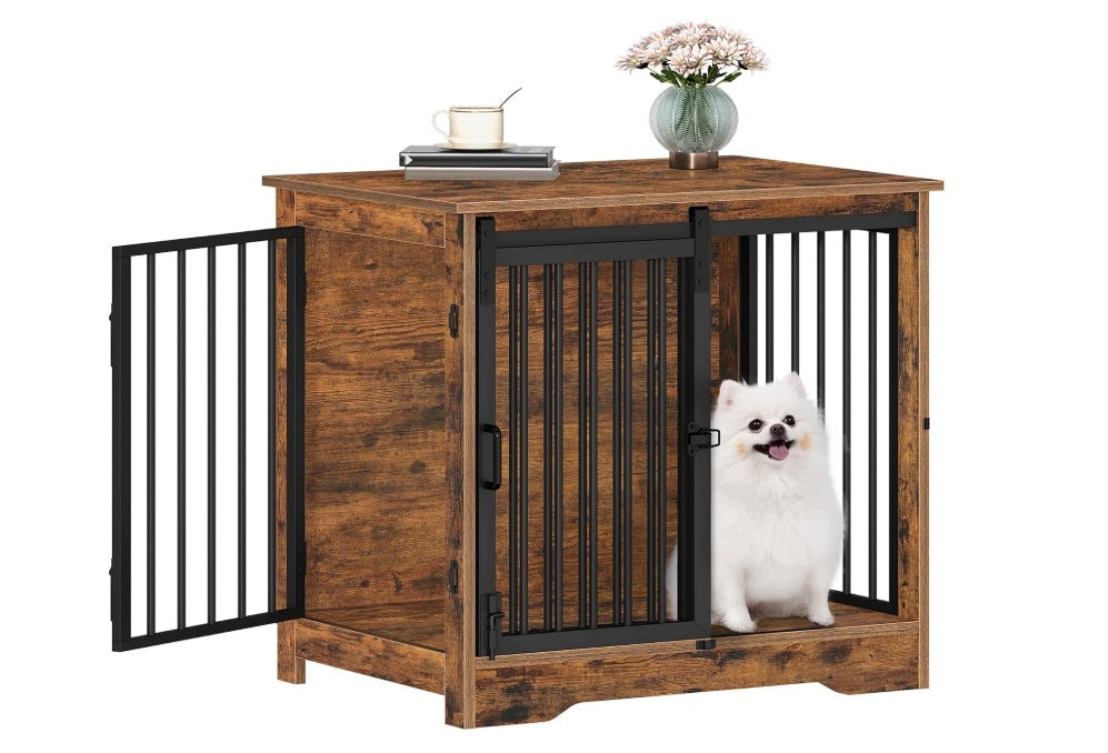 DOG CAGE PET PLAYPEN STANDING SHADES OF BROWN HZUANERI