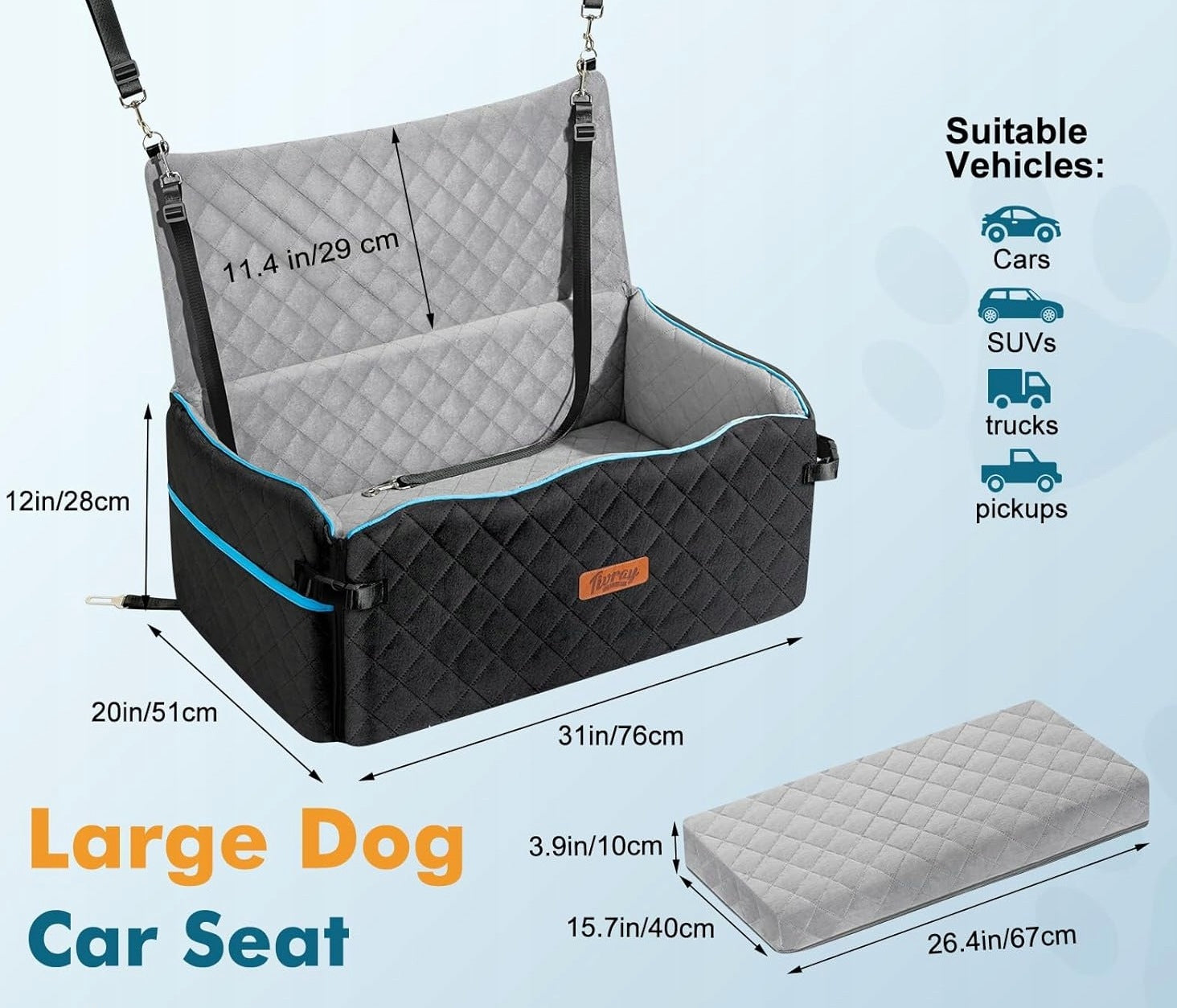 DOG CAR SEAT UP TO 27 KG REMOVABLE WASHABLE TRAVEL BED Manufacturer code AAAABBB1002380