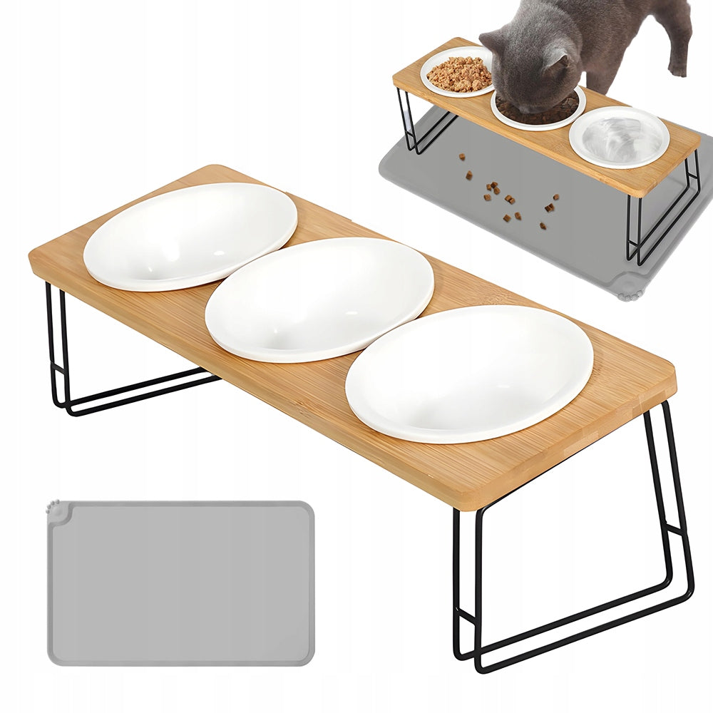 DOG CAT BOWL ON FOOD AND DRINKING WATER RACK STRONG 3-PIECE