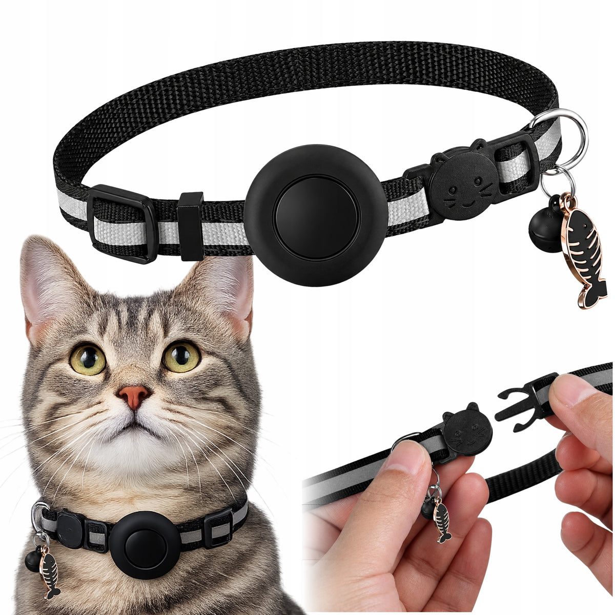 DOG CAT COLLAR REFLECTIVE WATERPROOF ADJUSTABLE AIRTAG CASE 1