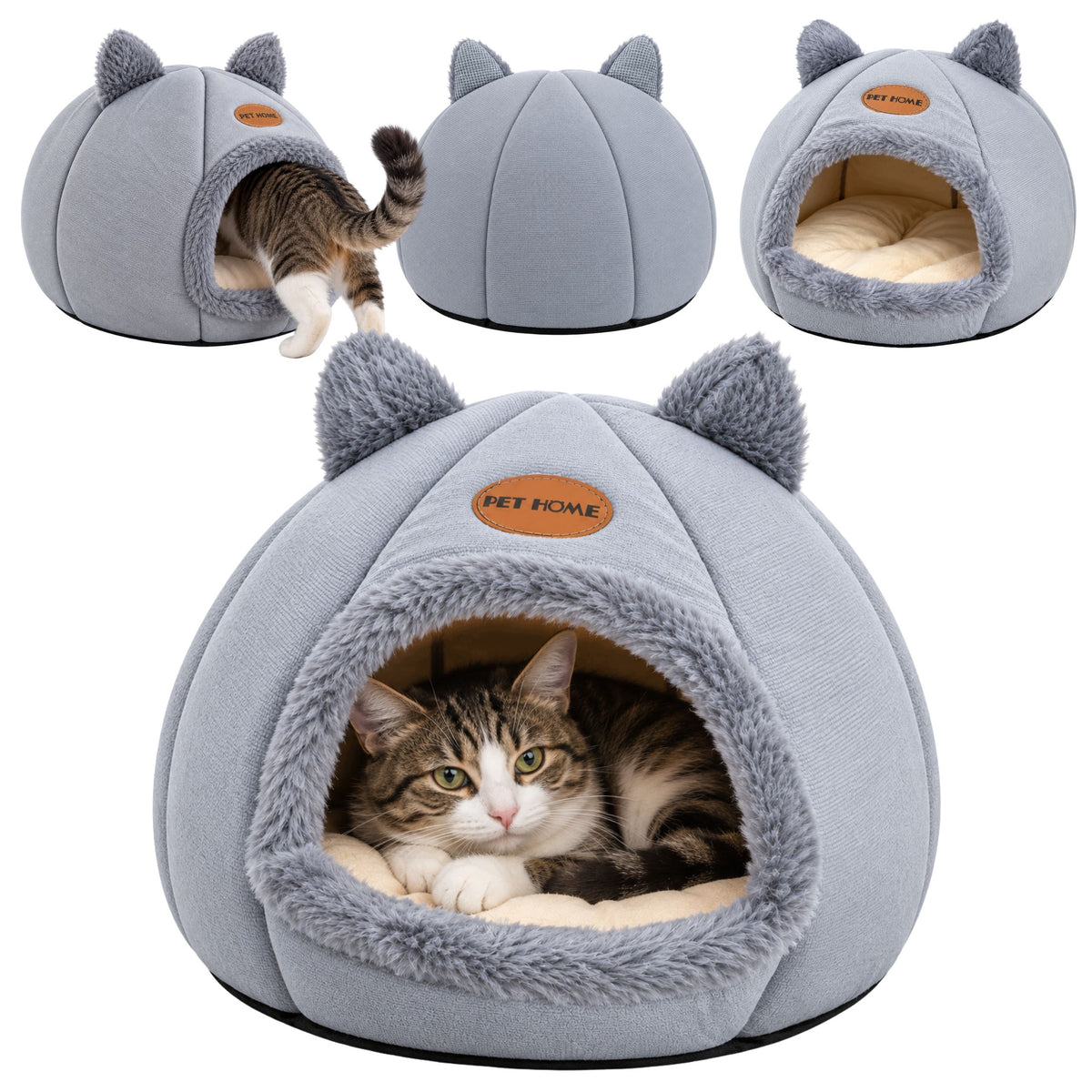 DOG CAT HOUSE WARM BED PILLOW BOOTH PLUSH WITH EARS