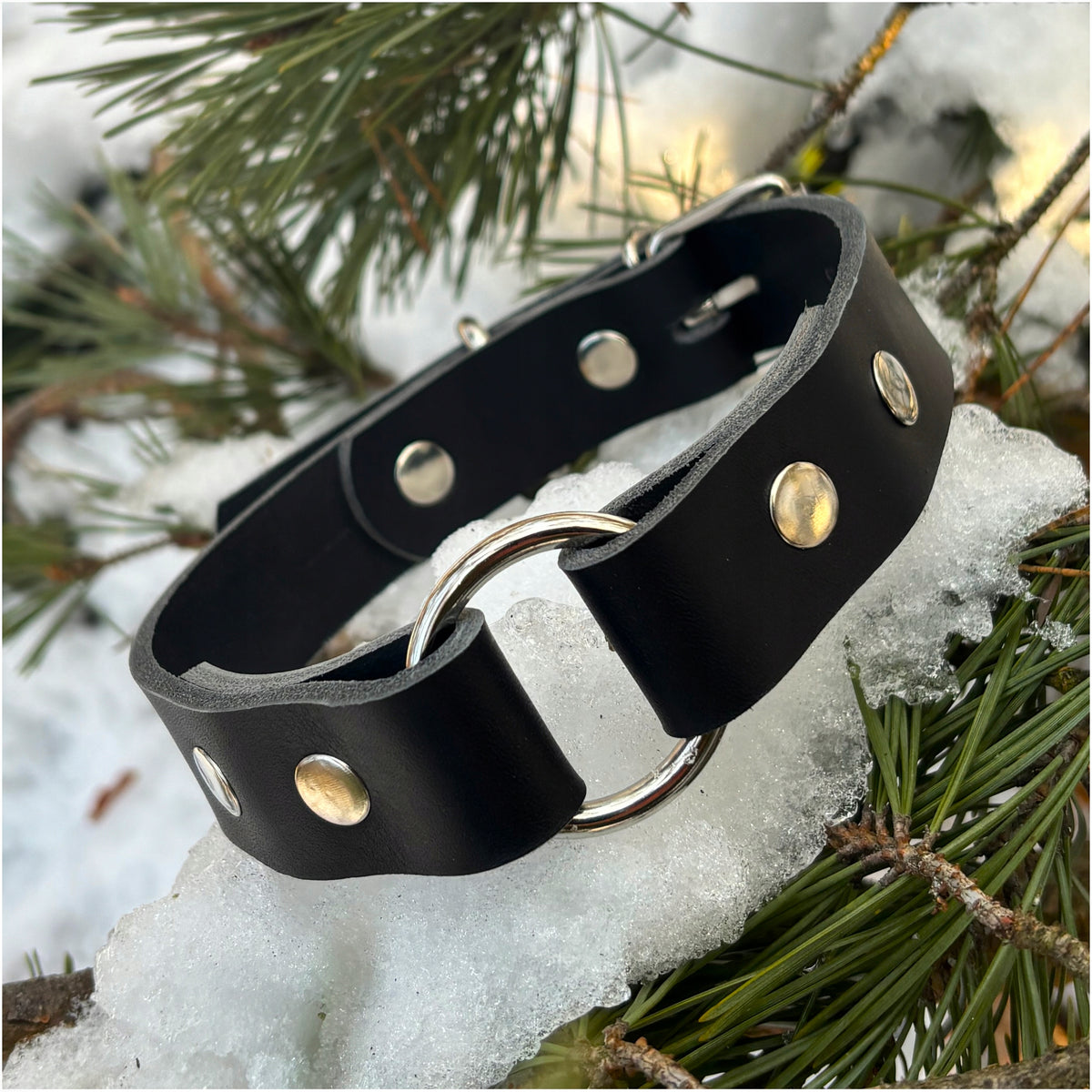 DOG COLLAR WILD LEATHER HUNTING O-RING STRONG 100% COW LEATHER L Packaging status original