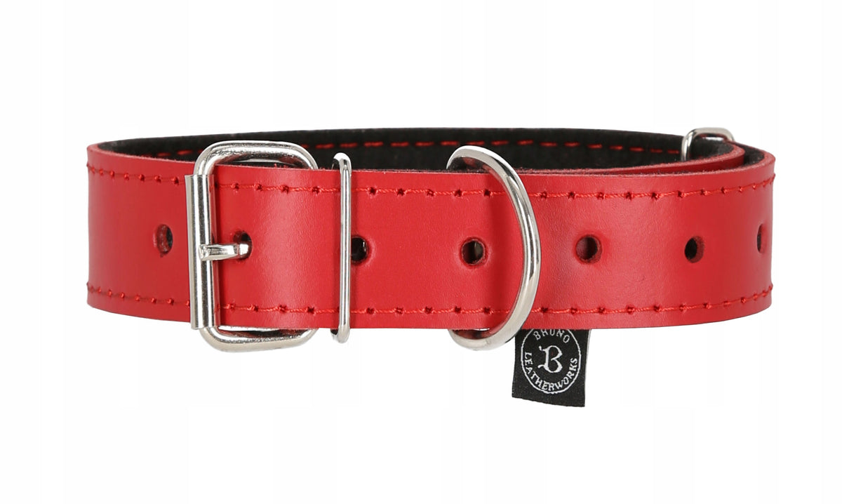 DOG COLLAR WITH NAME ENGRAVING LEATHER FOR BIG DOG 38-48cm Brand Bruno Leatherworks