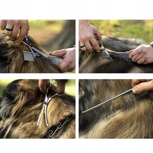 DOG CUTTING SCISSORS COMB HAIRDRESSER DOG Clipping Kit in Case Packaging status original