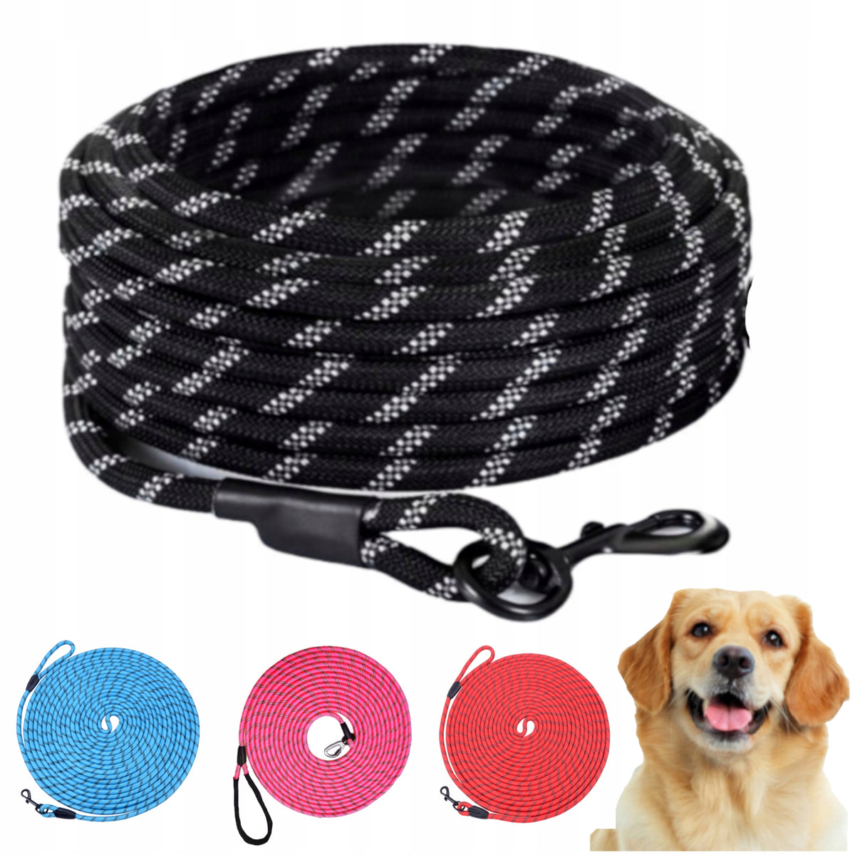 DOG LEASH 20m LONG STRONG ROPE TRAINING ROPE THICK DURABLE COLORS
