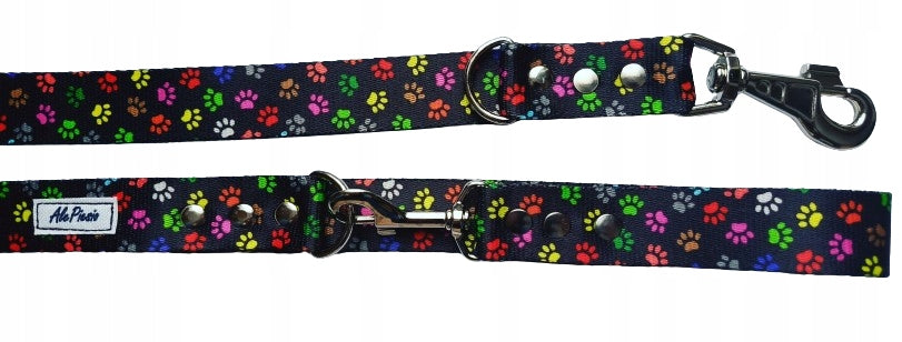 DOG LEASH COLORFUL PAWS 2,5M THICK LARGE CARABINER Brand AlePiesio