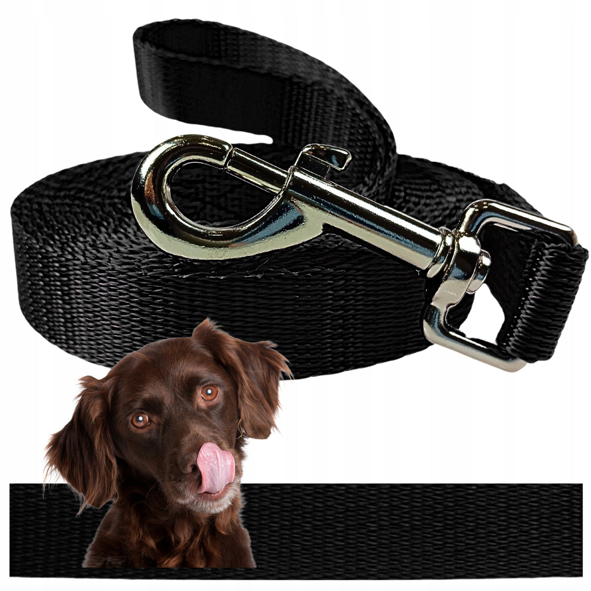 DOG LEASH LONG TRAINING ROPE LUNGE SOLID 10M BLACK
