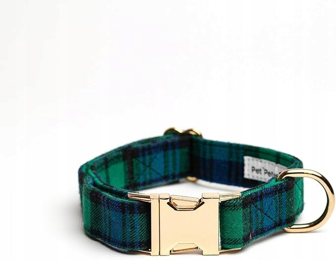 DOG SET Collar Lanyard Checkered Pouch Cotton r L Packaging status original