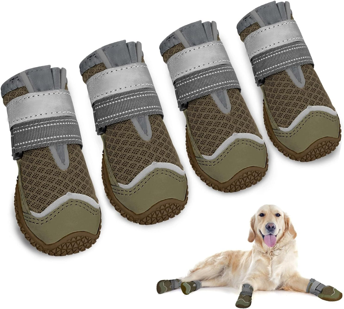 DOG SHOES 4 PIECES BREATHABLE NON-SLIP ADJUSTABLE PROTECTIVE