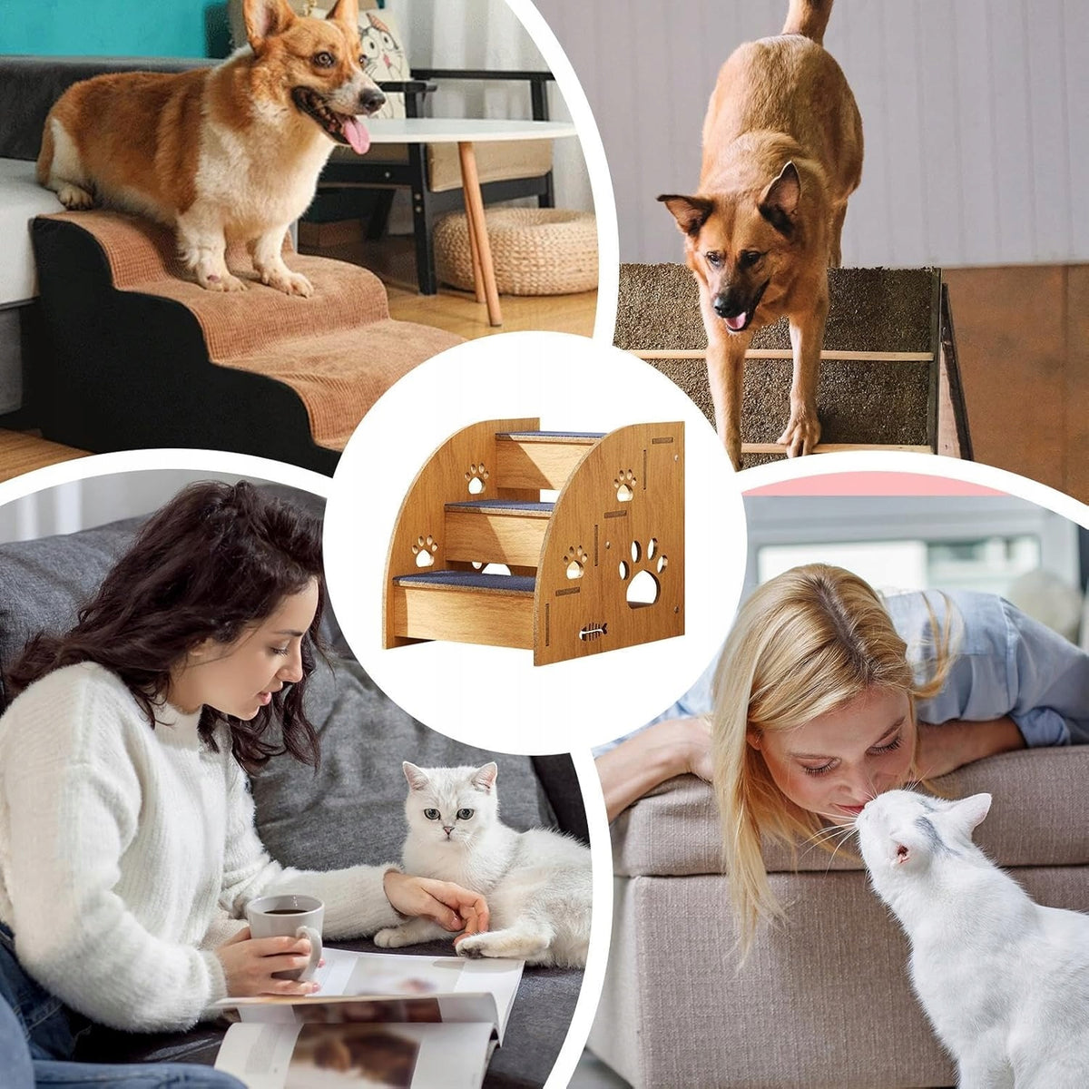 DOG STAIRS 2IN1 CAT WOOD FELT 3 STEPS WOODEN PLATFORM SOFA Manufacturer code 609403208350009911