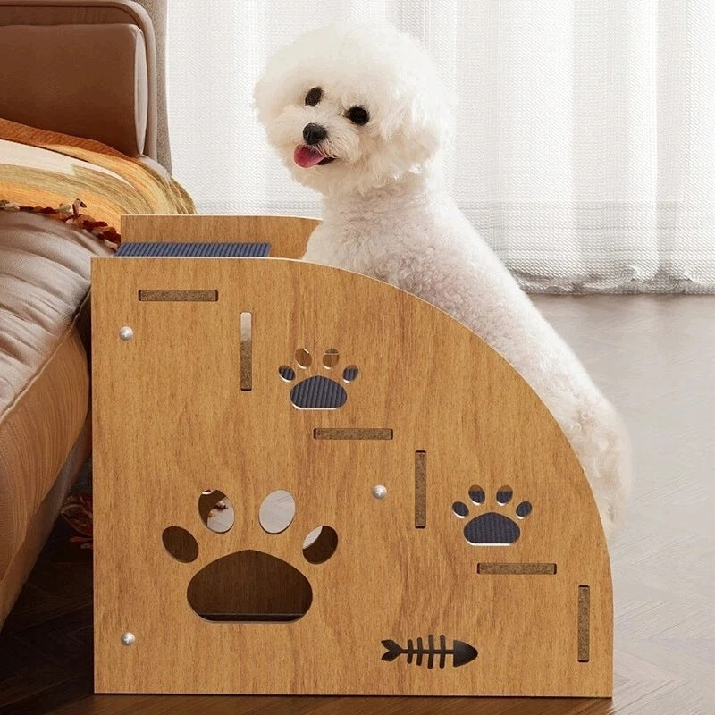 DOG STAIRS 2IN1 CAT WOOD FELT 3 STEPS WOODEN PLATFORM SOFA Maximum load 1 kg