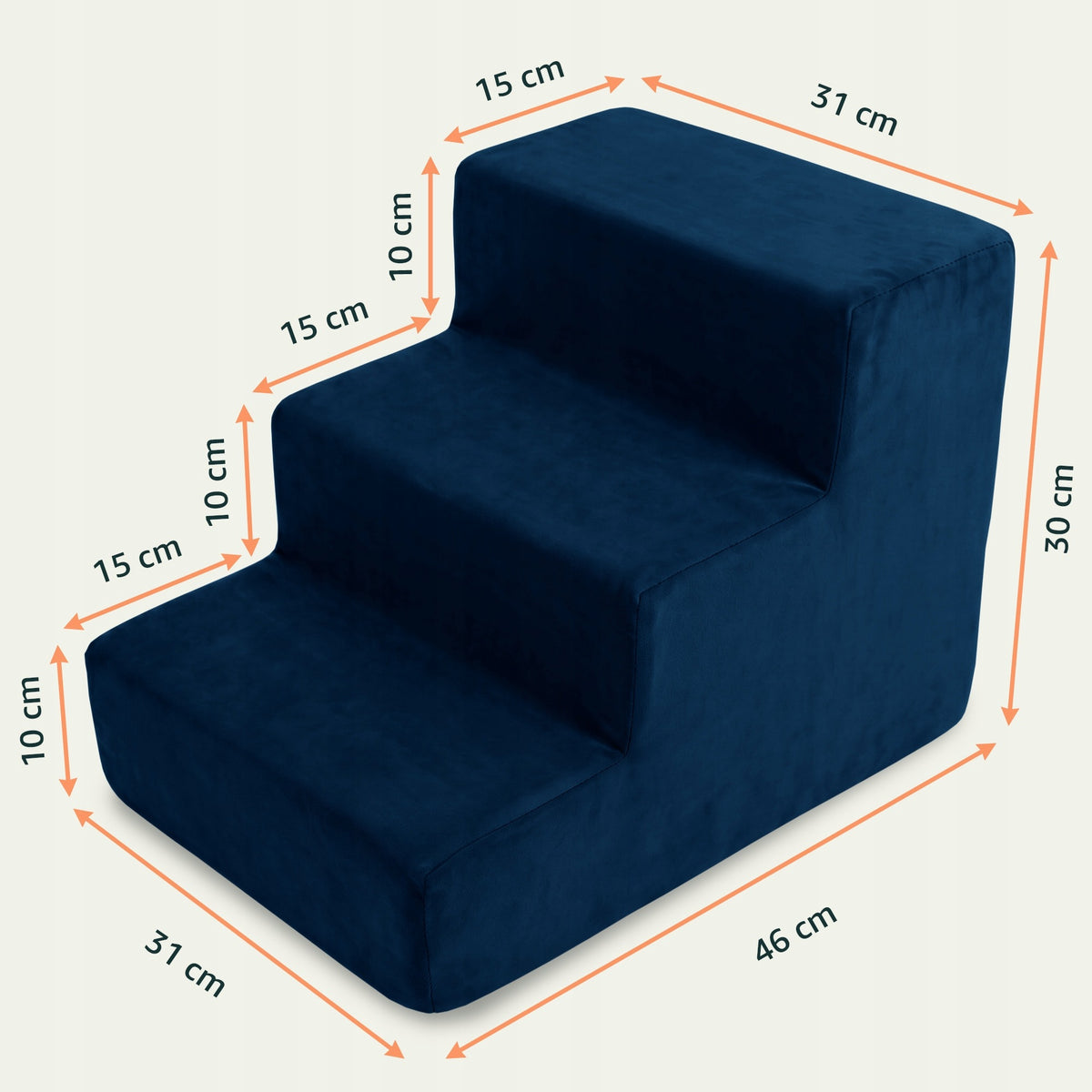 DOG STAIRS 30CM VELOUR 3 DEGREES ANIMAL CAT STAIRS PLATFORM POUF Packaging status original