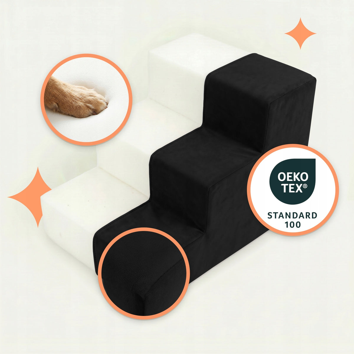 DOG STAIRS 30CM VELOUR FOR BED RAMP 3 DEGREES FOR CAT ANIMALS POUF Manufacturer code M-ST-3487-183826-P-ST01-30-45-T01