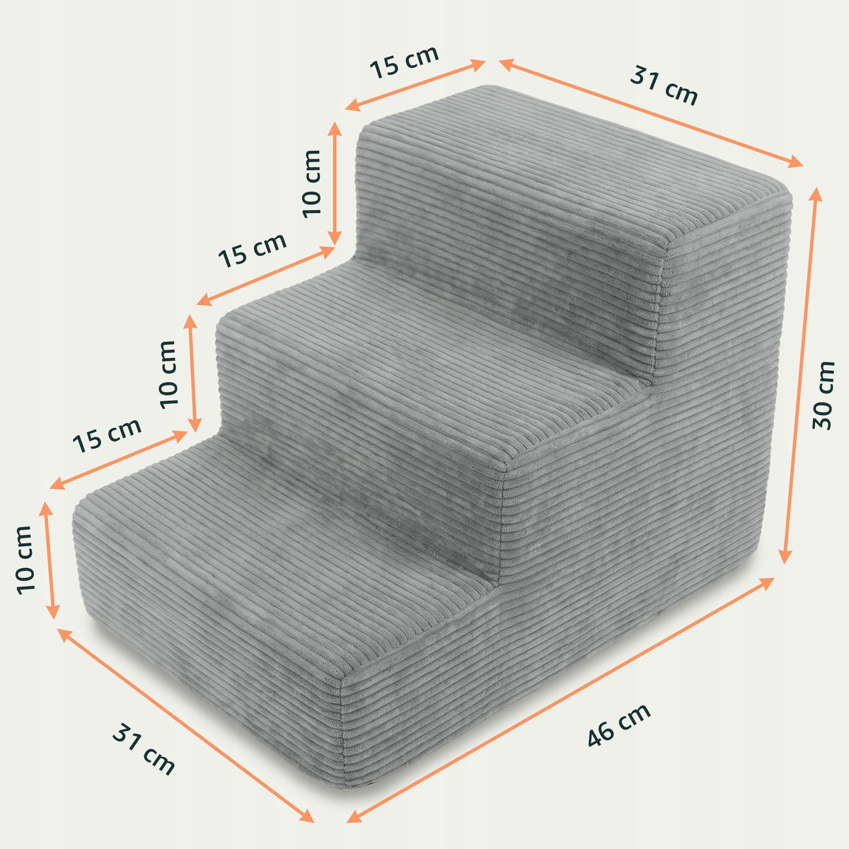 DOG STAIRS 30cm GREY FOR BED RAMP 3 DEGREES FOR CAT ANIMALS POUF Packaging status original