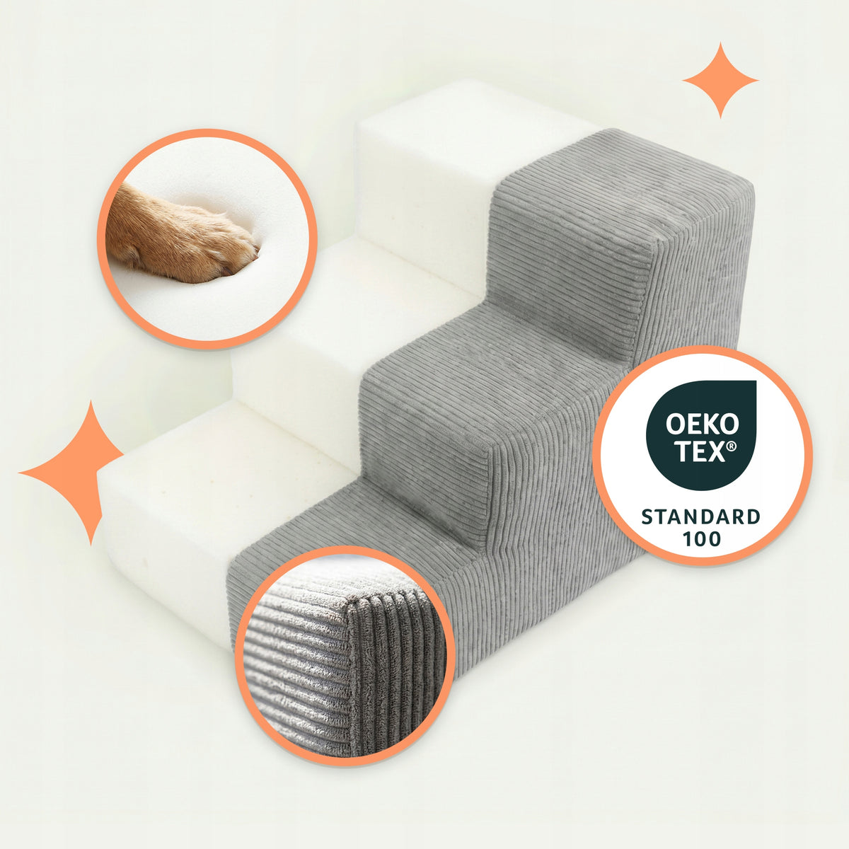 DOG STAIRS 30cm GREY FOR COUCH RAMP 3 DEGREES FOR CAT ANIMALS POUF Packaging status original