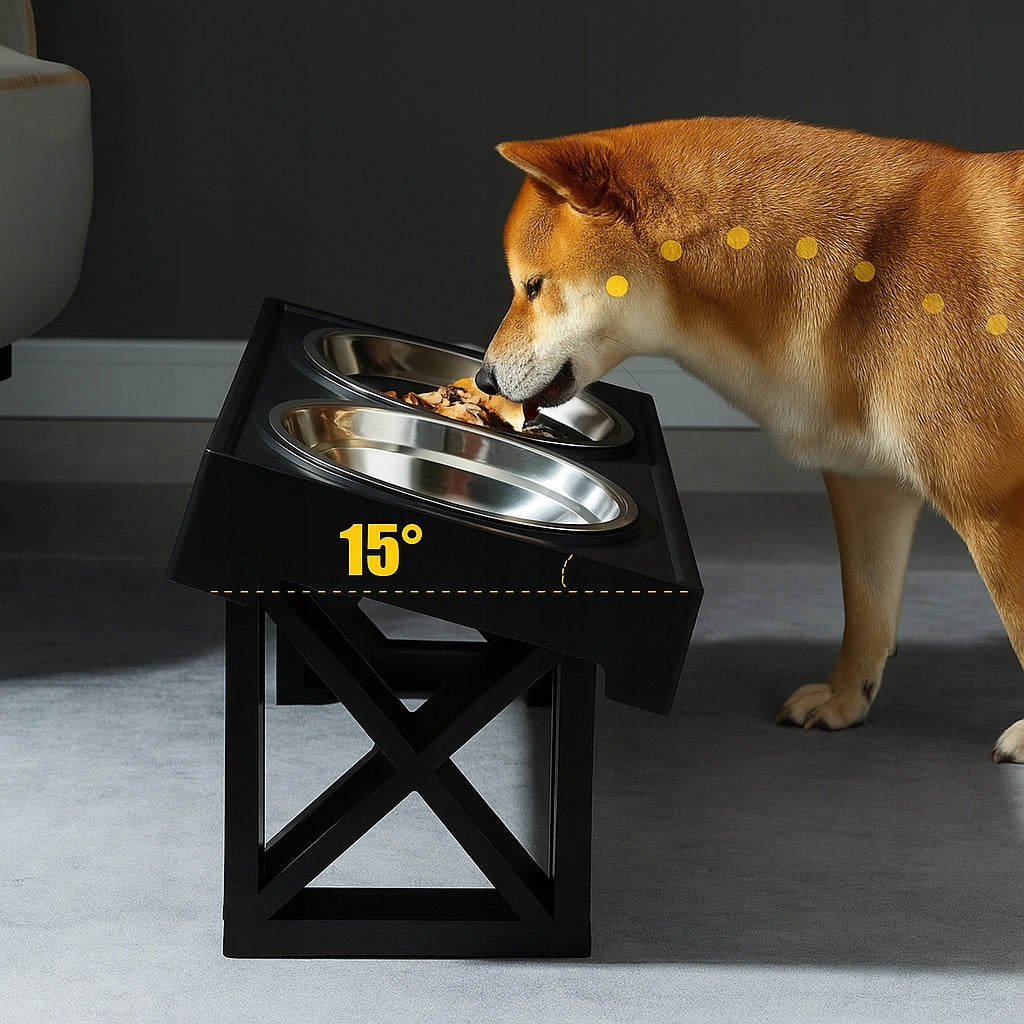 DOG STAND BOWL ADJUSTABLE DOUBLE METAL WATER BOWL STAND Packaging status original