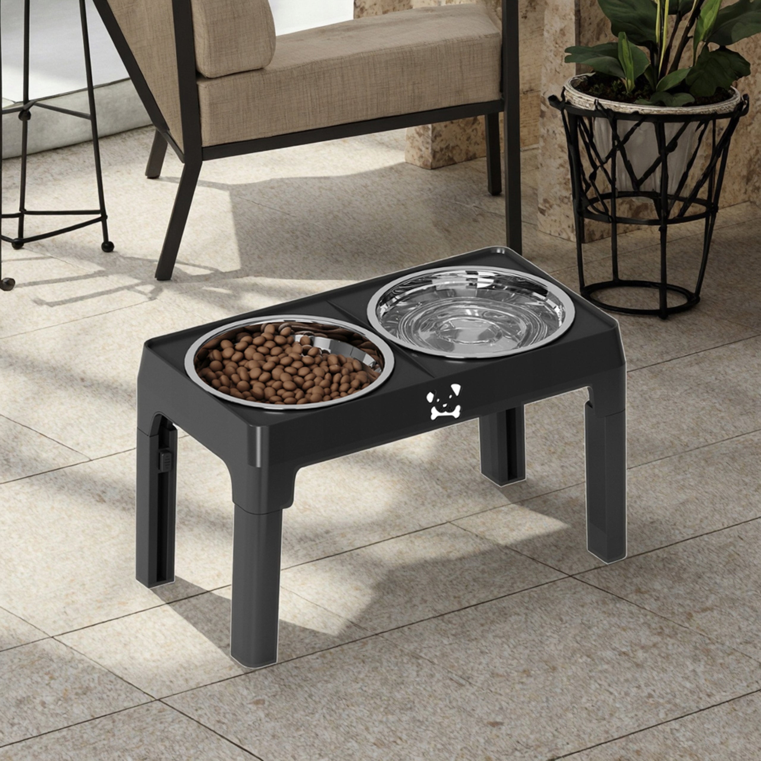 DOG STAND BOWLS ADJUSTABLE 2X1L STAINLESS STEEL DOUBLE Manufacturer code MISKA DLA PSA