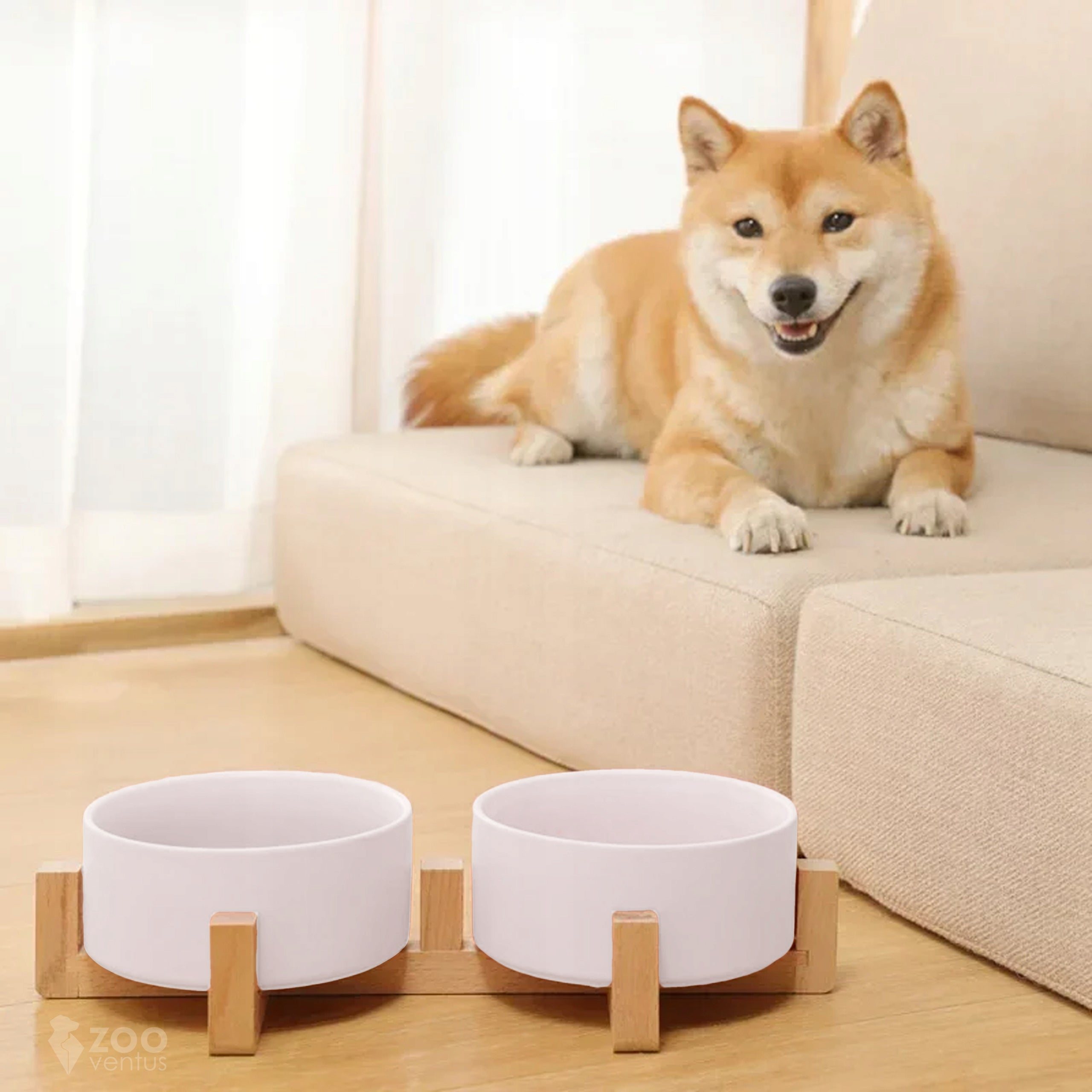DOG STAND BOWLS DOUBLE CERAMIC BOWL WHITE 2x400ml EAN (GTIN) 5904708511507