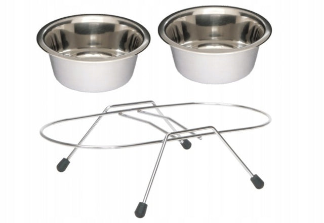 DOG STAND BOWLS METAL BOWLS 2x 1,8 liters Brand Goldenmarket
