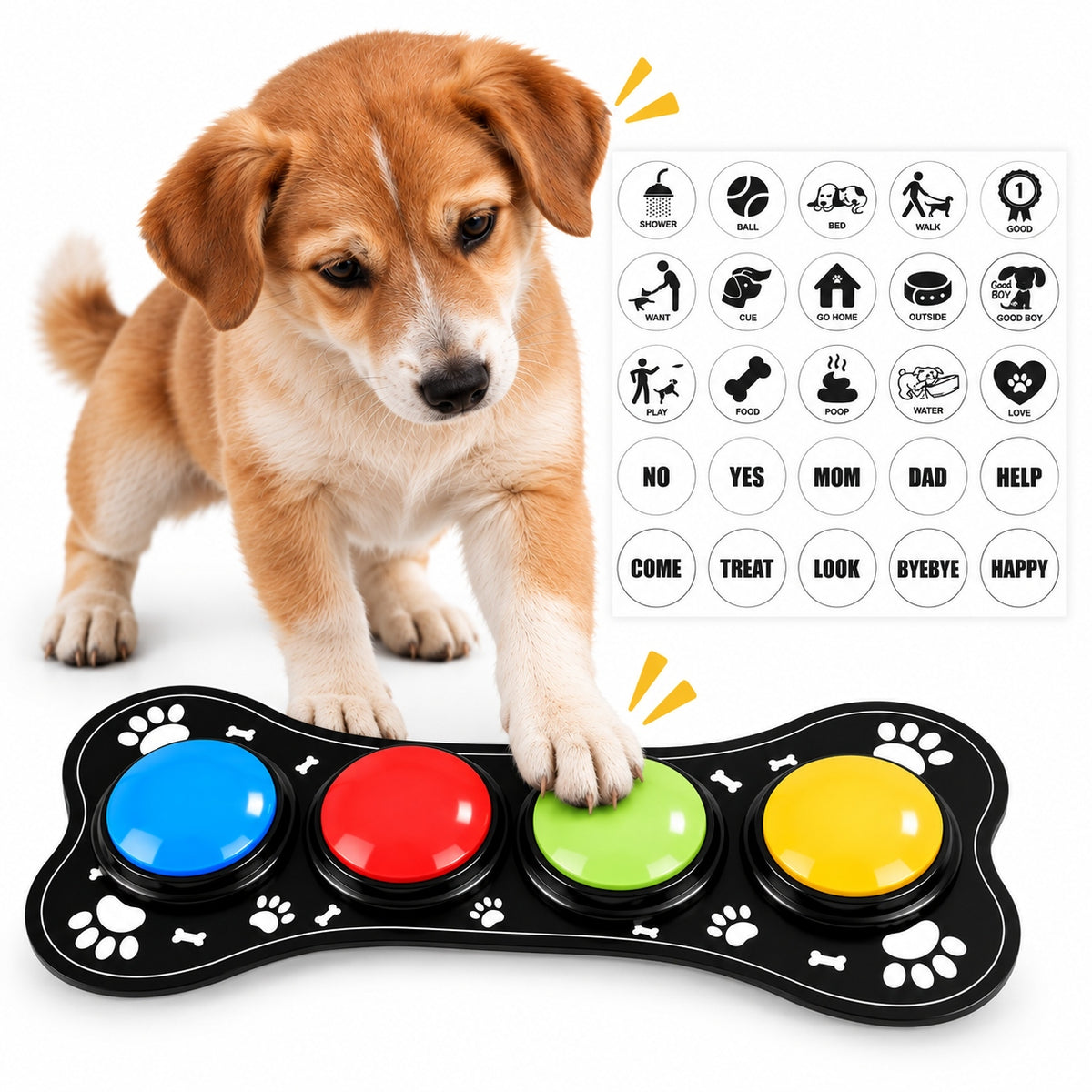 DOG TRAINING BUTTONS SOUND WITH STICKERS SOUND RECORDING