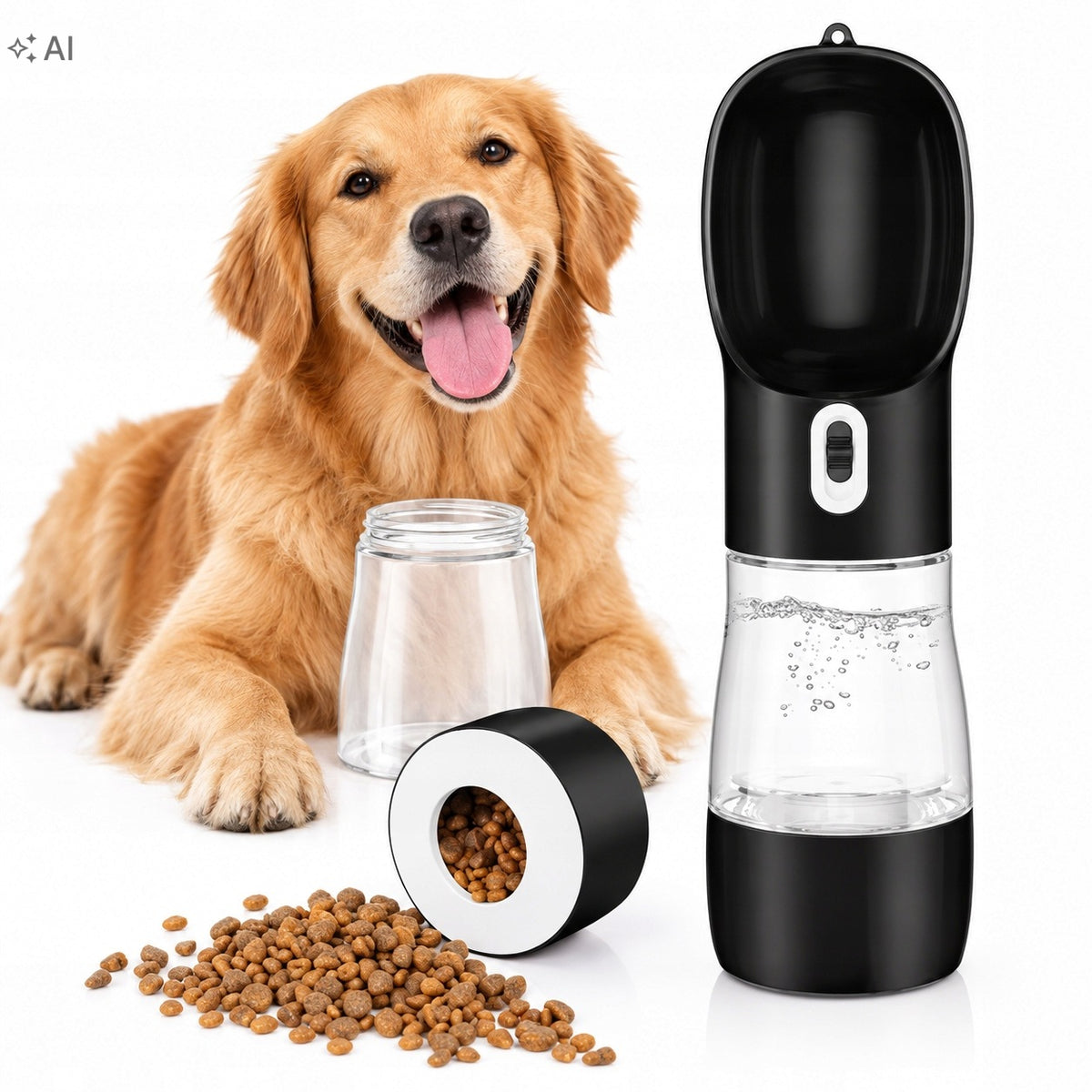 DOG TRAVEL BOTTLE 3IN1 WATER BOTTLE FOOD BOWL DRINKER FOR TRAVEL