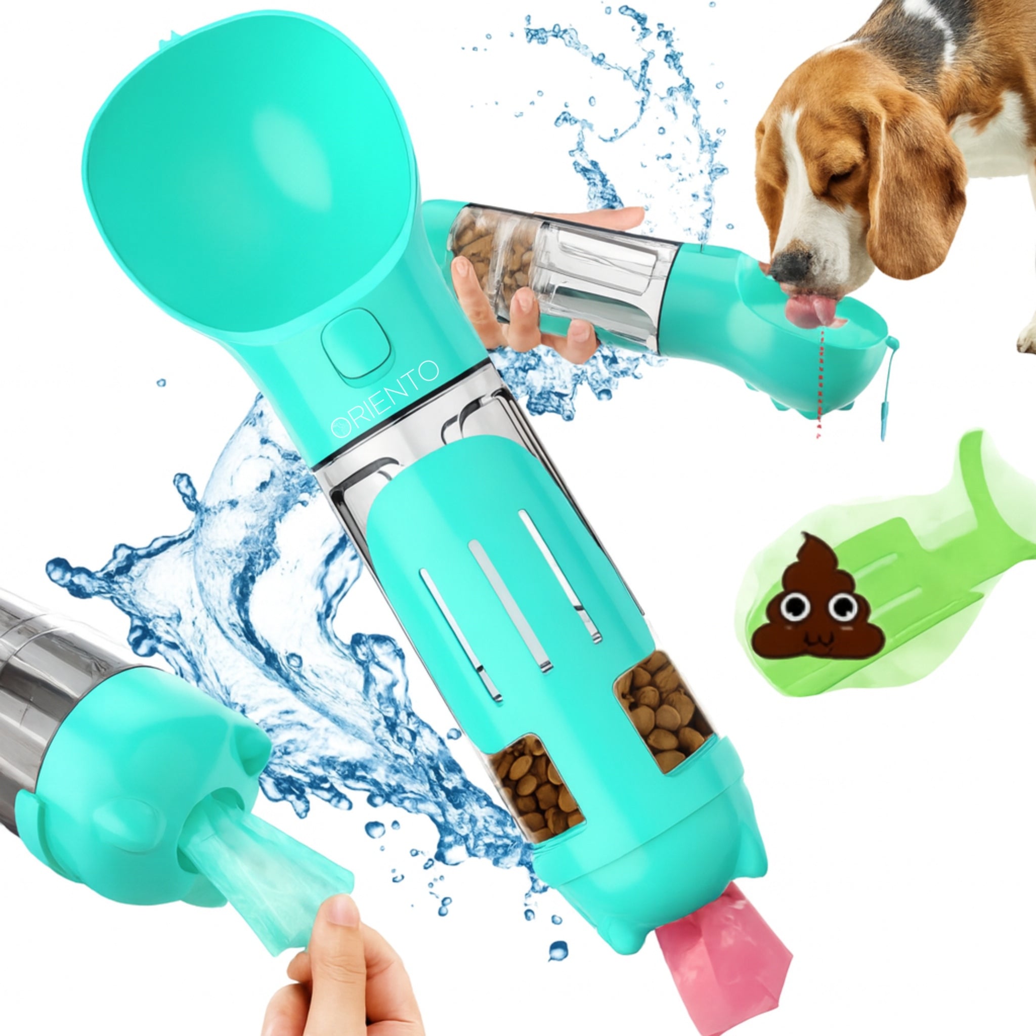 DOG TRAVEL BOTTLE FOR A WALK FOOD CONTAINER BAGS DRINKER 500ML