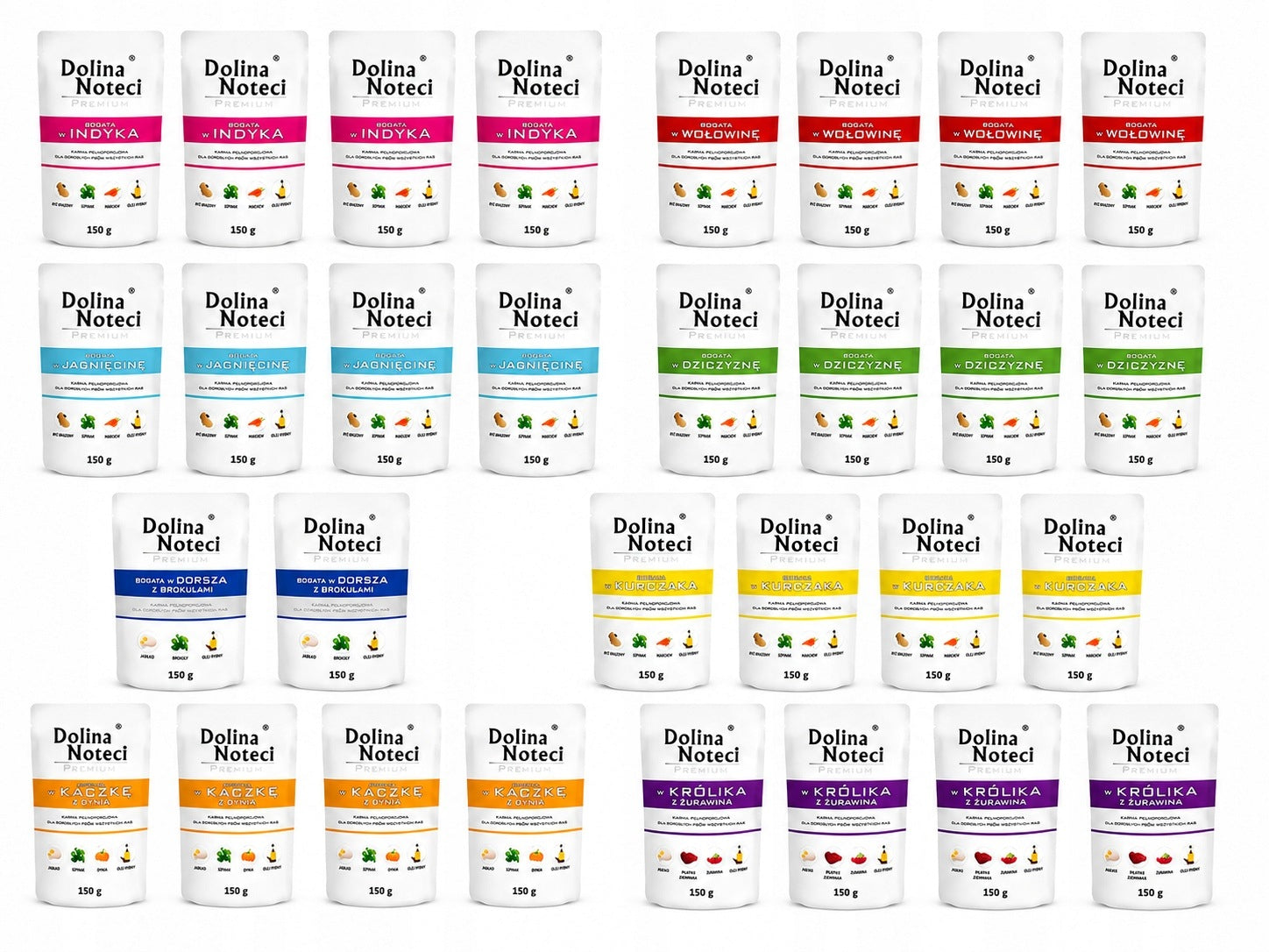 DOLINA NOTECI Premium mix of flavors wet dog food 30x150g