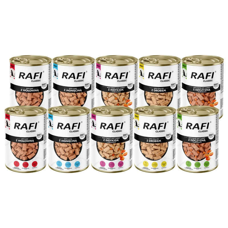DOLINA NOTECI RAFI CLASSIC wet food DOG CANS MIX OF FLAVORS 10x 1240G