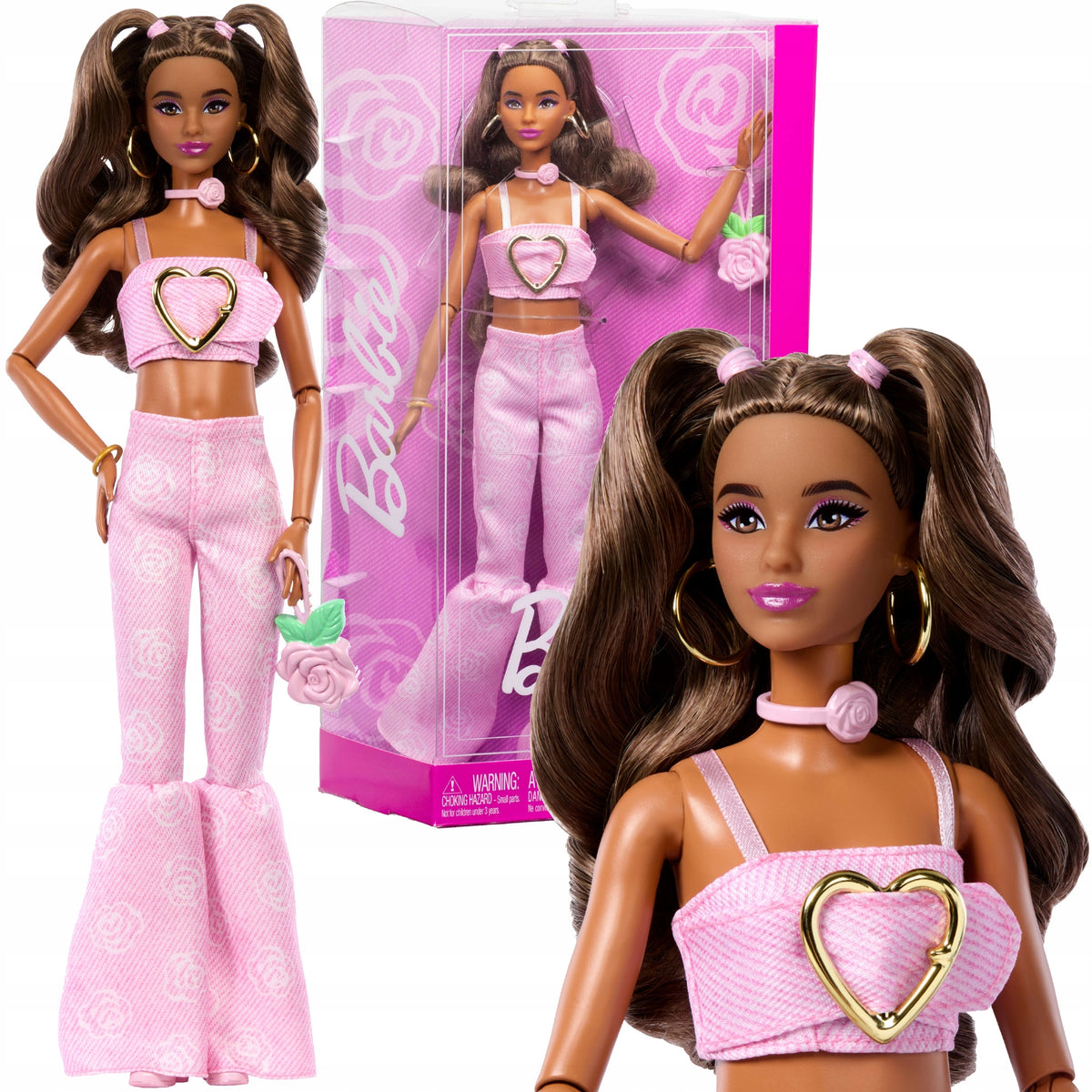 DOLL BARBIE DELUXE #12 STYLE PINK DENIM SET IN FASHIONABLE OUTFIT + ACCESSORIES