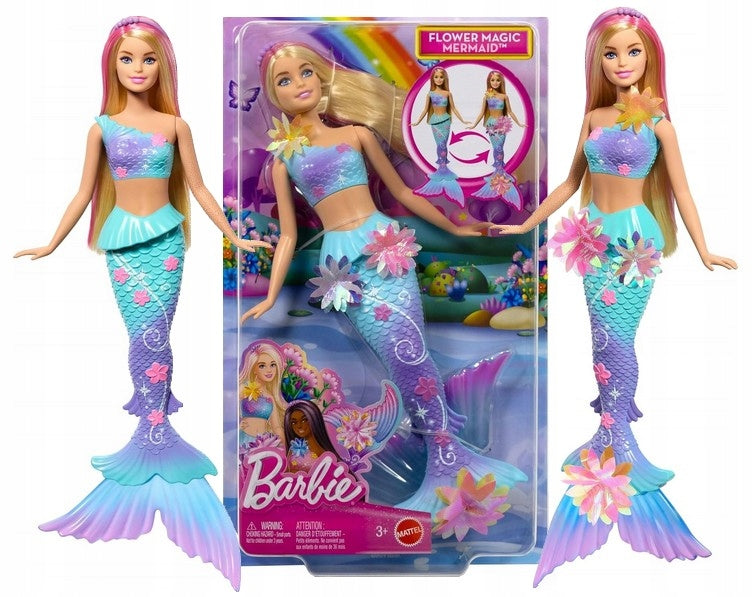 DOLL BARBIE MERMAID BLOOMING FLOWERS mermaid with magical flowers