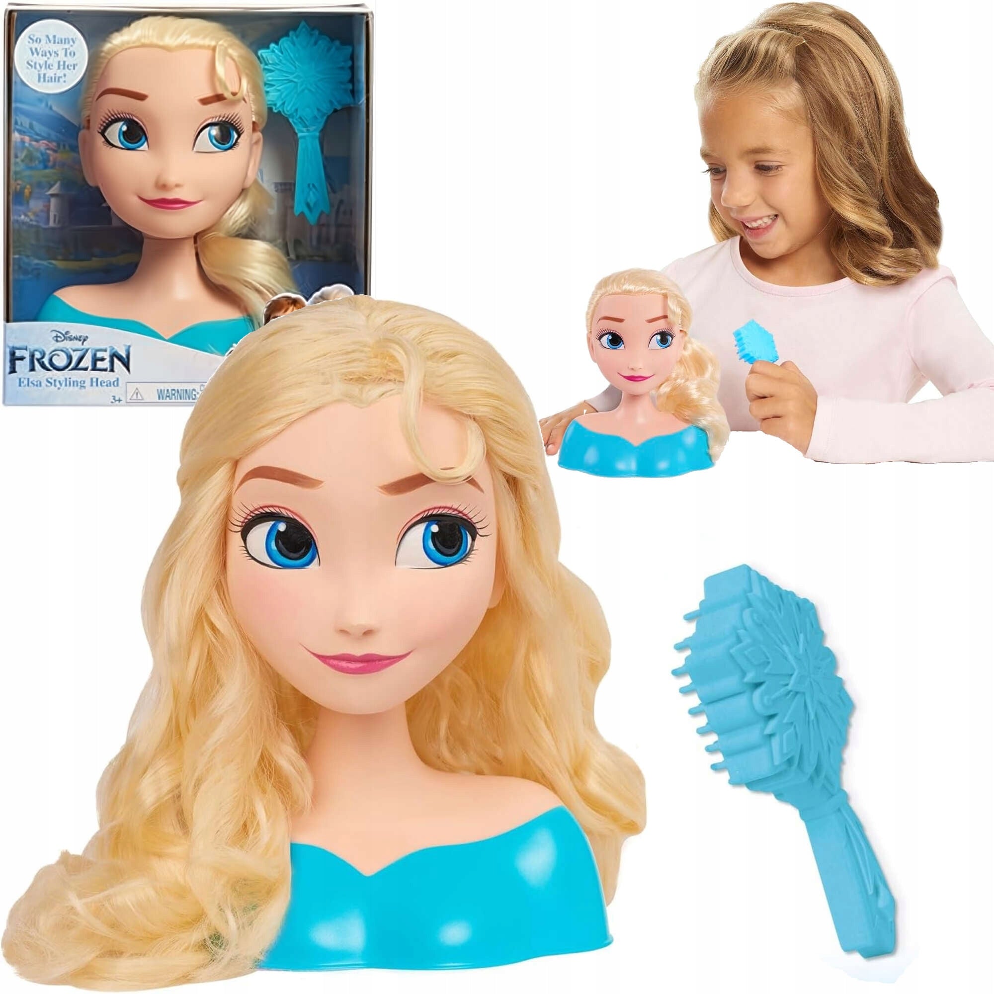 DOLL HEAD FOR COMBING AND STYLING HAIR DISNEY ELSA LAND OF ICE 16 CM Brand Just Play