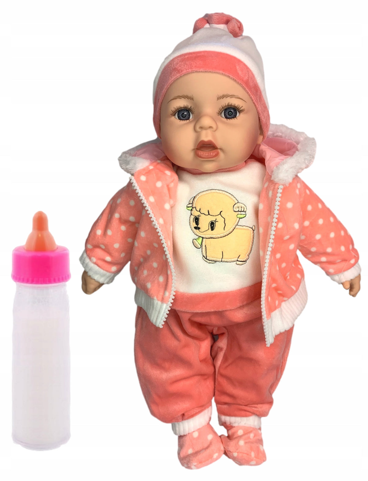DOLL LIKE A LIVING BABY 45cm SAYS pacifier bottle NEW Packaging status original