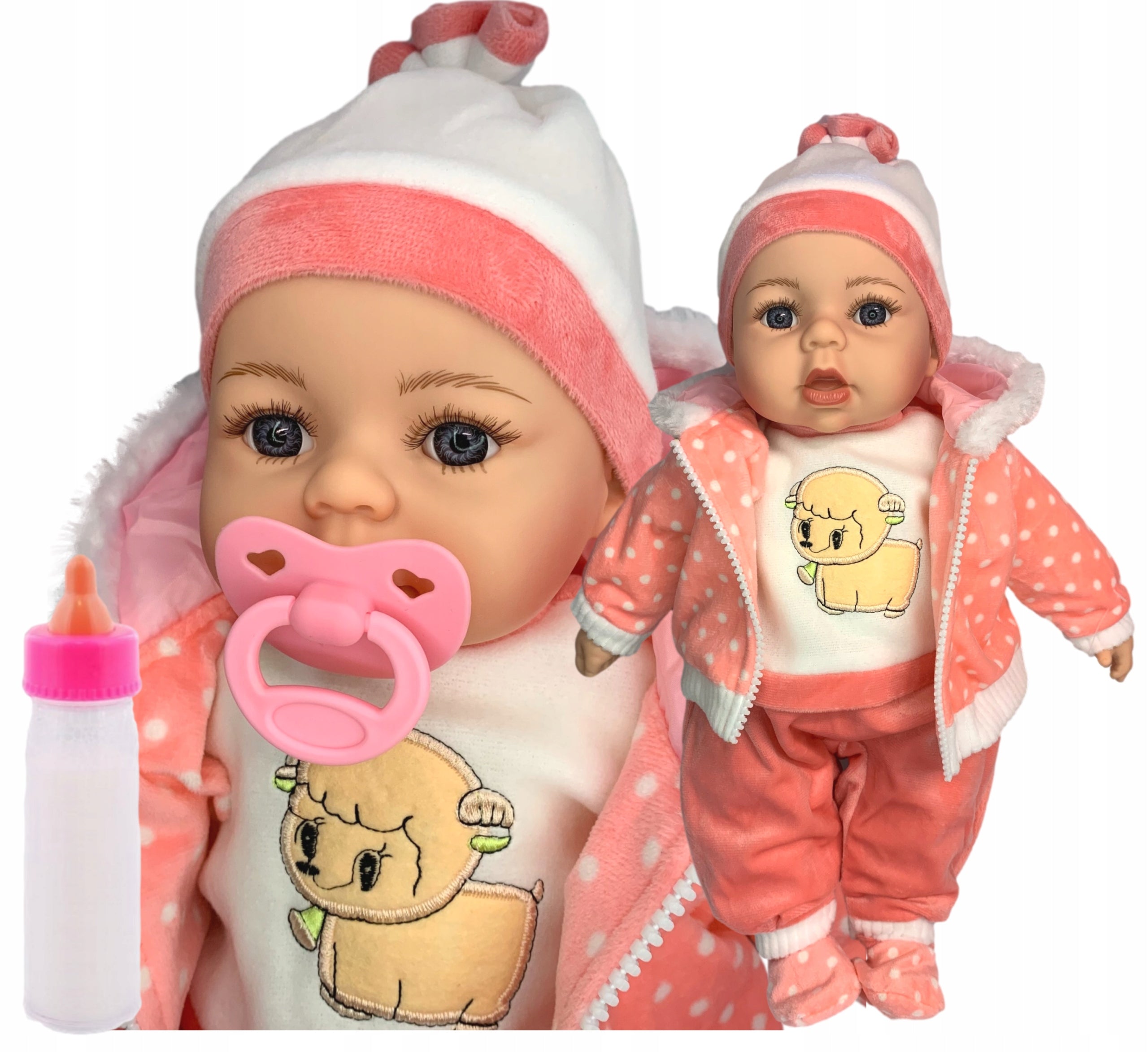 DOLL LIKE A LIVING BABY 45cm SAYS pacifier bottle NEW