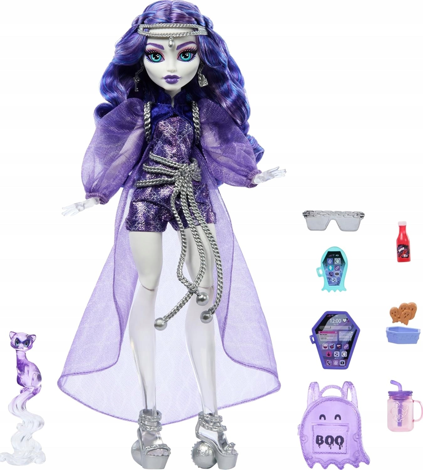 DOLL MONSTER HIGH Spectra Vondergeist + pet ferret Rhuen Brand Monster High